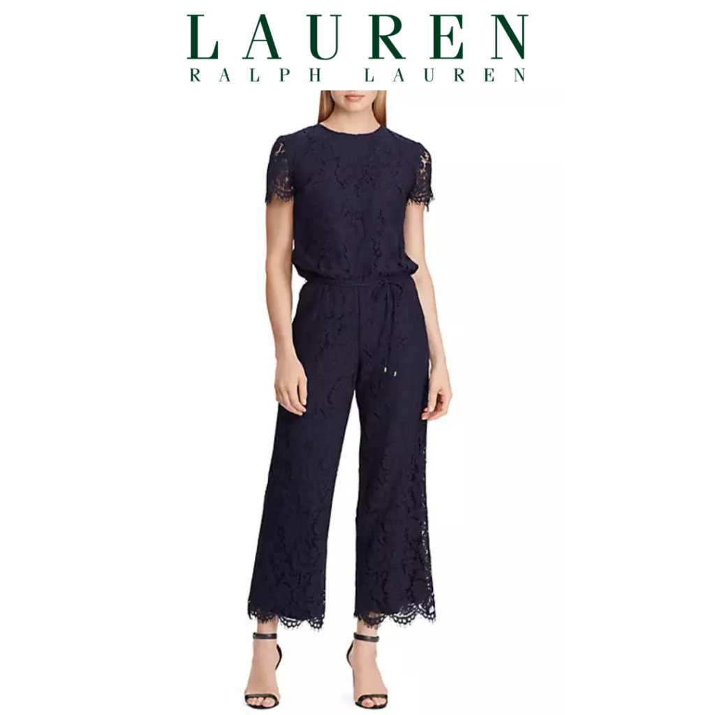 Ralph Lauren Navy Floral Lace Jumpsuit